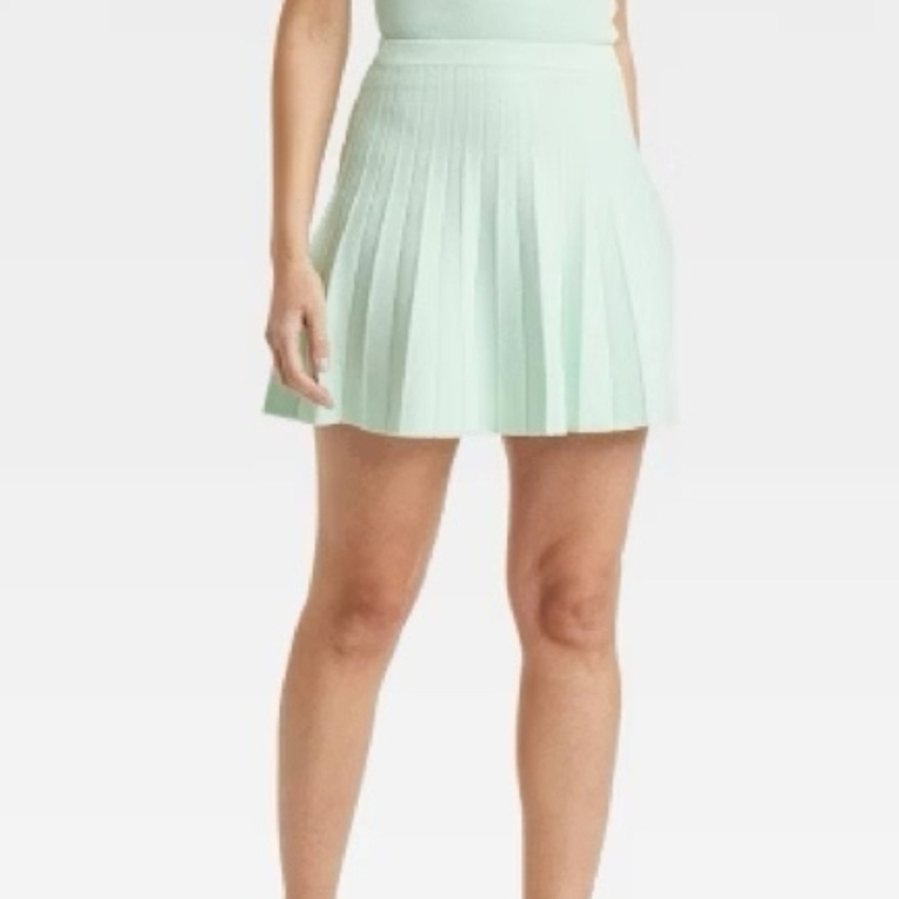 A New Day Mint Green Pleated Mini Skirt XL Soft Knit Coquette Aesthetic